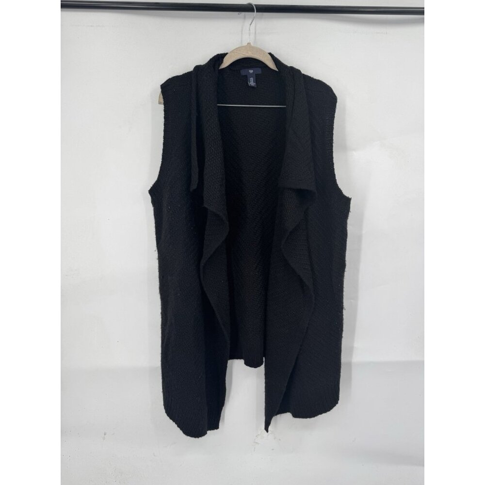 GAP Wool Blend Open Front Cardigan Women XL Black Minimalist Preppy Layering